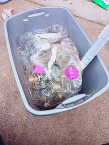 lot 53 image: Large Mixed Lot of Parts Including Large Bag of Doorknobs and Deadbolts, Cable, Bulbs, and More