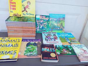 lot 57 image: Large Bulk Book Set - Including Holes, Charlottes Web, No More Dead Dogs, Theres a Wocket in my Pocket, Bulk Encyclopedia of the Animal World Set, and MORE