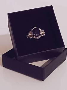 lot 2 image: Sz 7 Natural Lolite White Zircon Accented Sterling Silver Engagement Ring NEW with Black Jewelry Box
