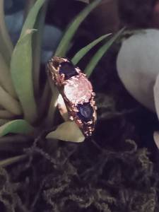 lot 183 image: Sz 8 Ladies Blue Sapphire and Zirconia Engagement Ring NEW with Black Engagement Ring