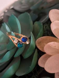 lot 163 image: Sz 11 Oceans Collide Gold Finished Sterling Silver NEW with Black Jewelry Box