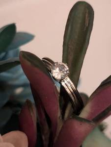 lot 148 image: Sz 10.5 (20mm) Solitaire Engagement Ring Stainless Steel Cubic Zirconia NEW with Black Engagement Ring Box