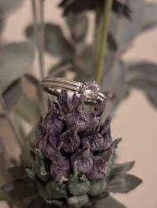 lot 144 image: Sz 11.5 (21 mm) Stainless Steel Cubic Zirconia Engagement Band NEW with Black Engagement Ring Box