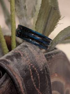lot 136 image: Sz 9 (19mm) Rothco Tungsten Carbide Thin Blue Line Ring NEW with Black Jewelry Box