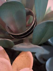 lot 207 image: Sz 9 (19 mm) Black and Silver Troika Ring NEW with Black Jewelry Box