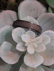 lot 202 image: Sz 10 Space Dust Black Titanium Domed Ring NEW with Black Jewelry Box