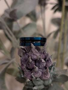 lot 241 image: Sz 8 (18 mm) Rothco Tungsten Carbide Thin Blue Line Ring NEW with Black Jewelry Box