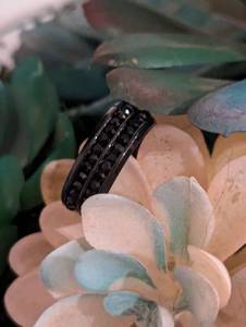 lot 222 image: Sz 9 Black Titanium Jewel Banned Ring NEW with Black Jewelry Box