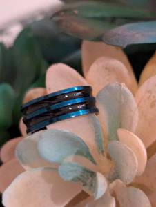 lot 221 image: Sz 6.5 (17 mm) Rothco Tungsten Carbide Thin Blue Line Ring NEW with Black Jewelry Box