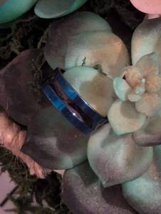 lot 283 image: Sz 8 (18mm) Rothco Tungsten Carbide Thin Blue Line Ring NEW with Black Jewelry Box