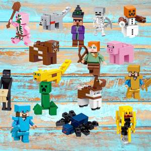 lot 268 image: Set of 16 Minecraft Mini Figure Building Block Toy Set - NEW