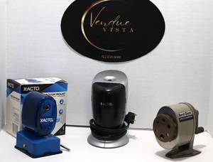 lot 58 image: Pencil Sharpeners - 2 manual and one electric (Tested)