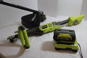 lot 67 image: Ryobi 40V Weed Trimmer with Battery and Charger