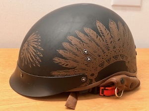 lot 25 image: VCOROS F-02 XXL Indian Print Motorcycle Half Helmet W Sun Visor &amp Quick Release&nbsp
