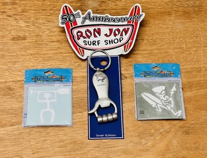 lot 64 image: Vintage Silver Edition Thumbs Up Hawaii Key ChainBottle Opener, 50th Anniversary Ron Jon Surf Shop Sticker, &amp Two Inbloom Mini Stickers from Hawaii