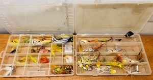 lot 136 image: Assorted Flies, Jigs, & Spinner Bait in Two Travel Cases