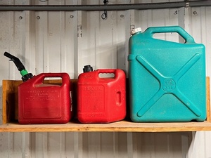 lot 155 image: Three Gas Cans - Two (2) Two Gallon & One (1) Six Gallon