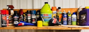lot 156 image: Wide Assortment of Cleaners, Lubricants, & Paints - Also Includes Two (2) Funnels and an Oil Can