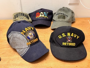lot 176 image: Two (2) Navy Retired & Three (3) Veteran Ball Caps