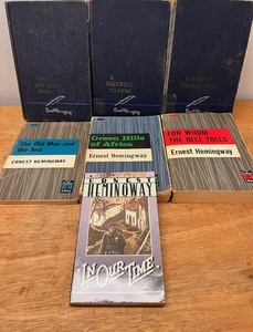 lot 204 image: Seven (7) Classic Ernest Hemingway Novels - Including Three (3) Vintage Novels - Including For Whom the Bell Tolls 1940