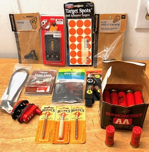 lot 209 image: Fourteen (14) Piece Lot of New Essential Gun Hobbyists Items -Including Box of 12 Gauge Light Target Load Shotgun Shells &amp iTarget 380ACP Laser Bullet