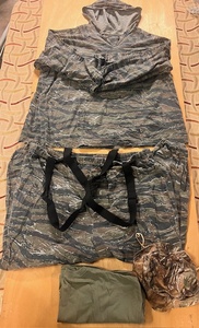 lot 236 image: Matching Camo Hoodie, Bottoms, & Suspenders&nbsp WOlive Drab 2XL Undershirt & Paramount Outdoors Boonie Hat