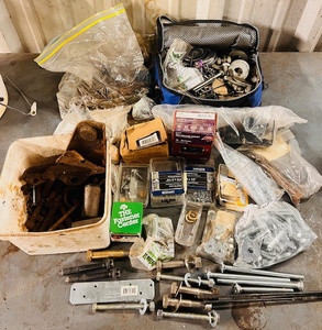 lot 284 image: All of the Nuts, Bolts, Screws, Nails, & Washers Found in the Shop