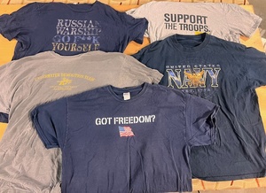 lot 294 image: Five 2 x-3 x MilitaryNavy Themed T-Shirts