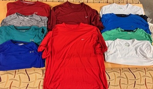 lot 297 image: Ten (10) Size 2x-3x AthleticWorkout Shirts - Including Nike, Russel Athletics, &amp Under Armour