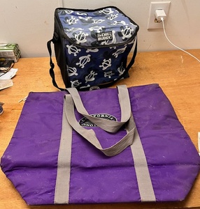 lot 318 image: The Chill Buddy Thermal Insulated Cooler Tore Turtle Print &amp CALIFORNIA INNOVATIONS Jumbo Thermal Insulated Tote&nbsp