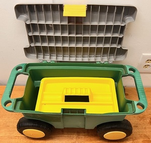 lot 351 image: Green &amp Gold Roll Around Tool BoxTote WTool Tray