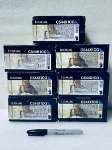 lot 29 image: Lot Of 7 New - Lexmark Cyan Toner Cartridge Extra High Yield, C544X1CG - As Shown