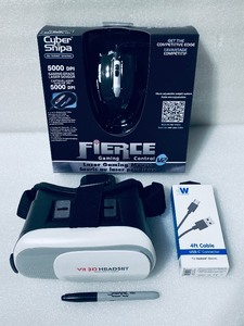 lot 62 image: Lot Of 3 - Fierce Gaming Mouse, VR 3D Headset & 4ft USB-C to USB Cable - In Condition As Shown