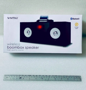 lot 77 image: New Vivitar Wireless Bluetooth Boombox Speaker With LED Light Display, Black