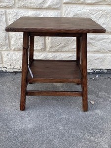 lot 87 image: New Other Threshold Haverhill Wood End Table 24 x 22 x 18, Weathered Brown - In Condition As Shown - Retails $100 - (READ)