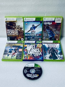 lot 80 image: Lot Of 7 - Microsoft Xbox 360 Games Madden, NBA, Medal Of Honor, Just Dance - In Condition As Shown