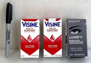lot 104 image: Lot Of 3 New Other - (2) Visine Red Eye Comfort Drops & (1) Lumify Redness Reliever Eye Drops - As Shown - (READ)