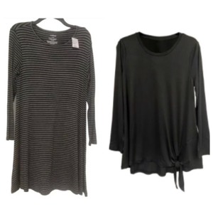 lot 105 image: Lot Of 2 New WTags - West Loop Womens XL Front Tie Tunic Black & Womens Long Sleeve Large Dress - As Shown