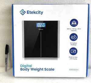 lot 108 image: New Etekcity Scale for Body Weight, Highly Accurate, LCD Display, Tempered Glass for Safe Home Use, 400 lbs. - As Shown