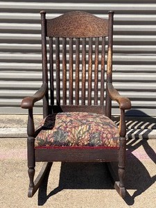 lot 110 image: Brown Wooden Rocking Chair, 40 H x 32 D x 24 W - In Condition As Shown - (READ)