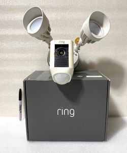 lot 109 image: Ring Floodlight Cam Wired Plus Smart Security Video Camera with 2 LED Lights, 2-Way Talk & Color Night Vision, White - In Condition As Shown - (READ)