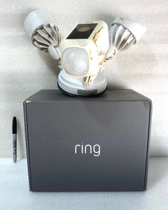 lot 138 image: Ring Floodlight Cam Wired Plus Smart Security Video Camera with 2 LED Lights, 2-Way Talk & Color Night Vision, White - In Condition As Shown - (READ)