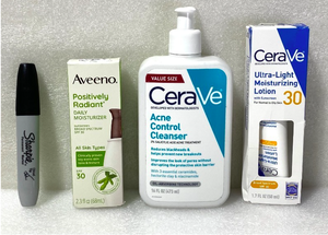 lot 157 image: Lot Of 3 New - (1) CeraVe, (1) Aveeno Lotion & (1) CeraVe Acne Control Cleanser - As Shown - 2nd Chance Lot