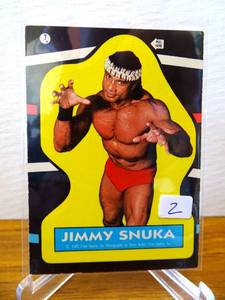 lot 2 image: 1985 Topps WWF Sticker Jimmy Snuka #7 Rookie RC Rare Sharp