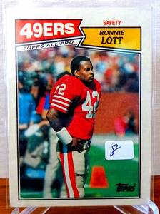 lot 8 image: 1987 Topps Ronnie Lott San Francisco 49ers Card #123 - HOF