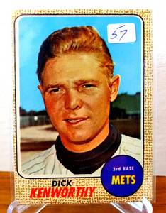 lot 57 image: 1968 Topps #63 Dick Kenworthy New York Mets Rookie