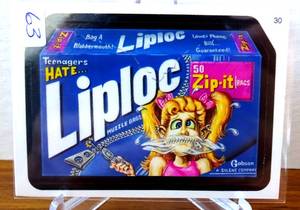lot 63 image: Wacky Packs #30 LIPLOCK Sticker Topps Trading Card