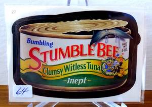 lot 64 image: 2006 Series 3 Topps Wacky Packages Trading Sticker Card #27 Stumble Bee Tuna