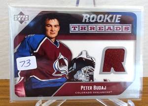 lot 73 image: PETER BUDAJ 2005-06 UD ROOKIE THREADS RC JERSEY COLORADO AVALANCHE PATCH RELIC $$