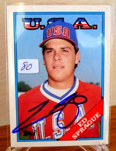 lot 80 image: AUTHENTIC Ed Sprague USA Autographed 1988 Topps #113T $$$